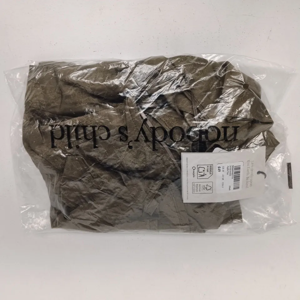 BAGGED NOBODY'S CHILD APPLE TOP IN KHAKI SIZE UK 10