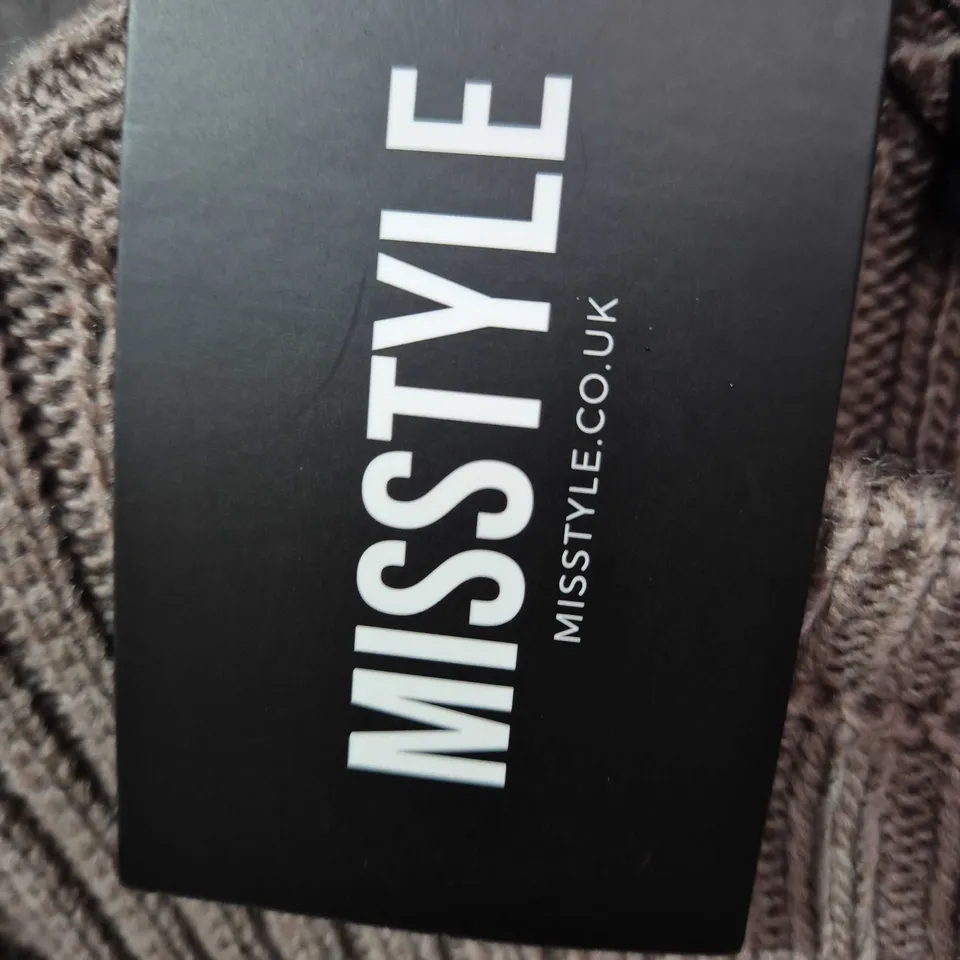 MISSSTYLE KNIT MAXI DRESS – TAUPE BROWN RIBBED KNIT, LONG SLEEVES - SIZE UNSPECIFIED 