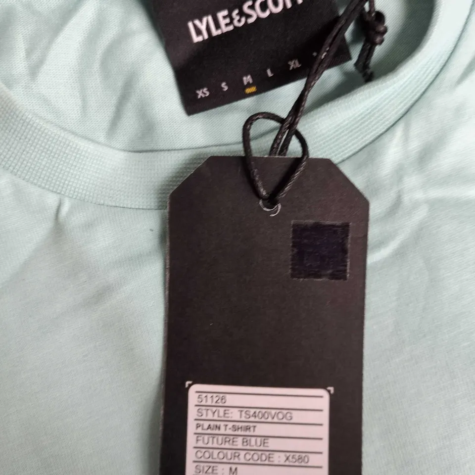 LYLE & SCOTT PLAIN T-SHIRT - FUTURE BLUE, UK M (VINTAGE)