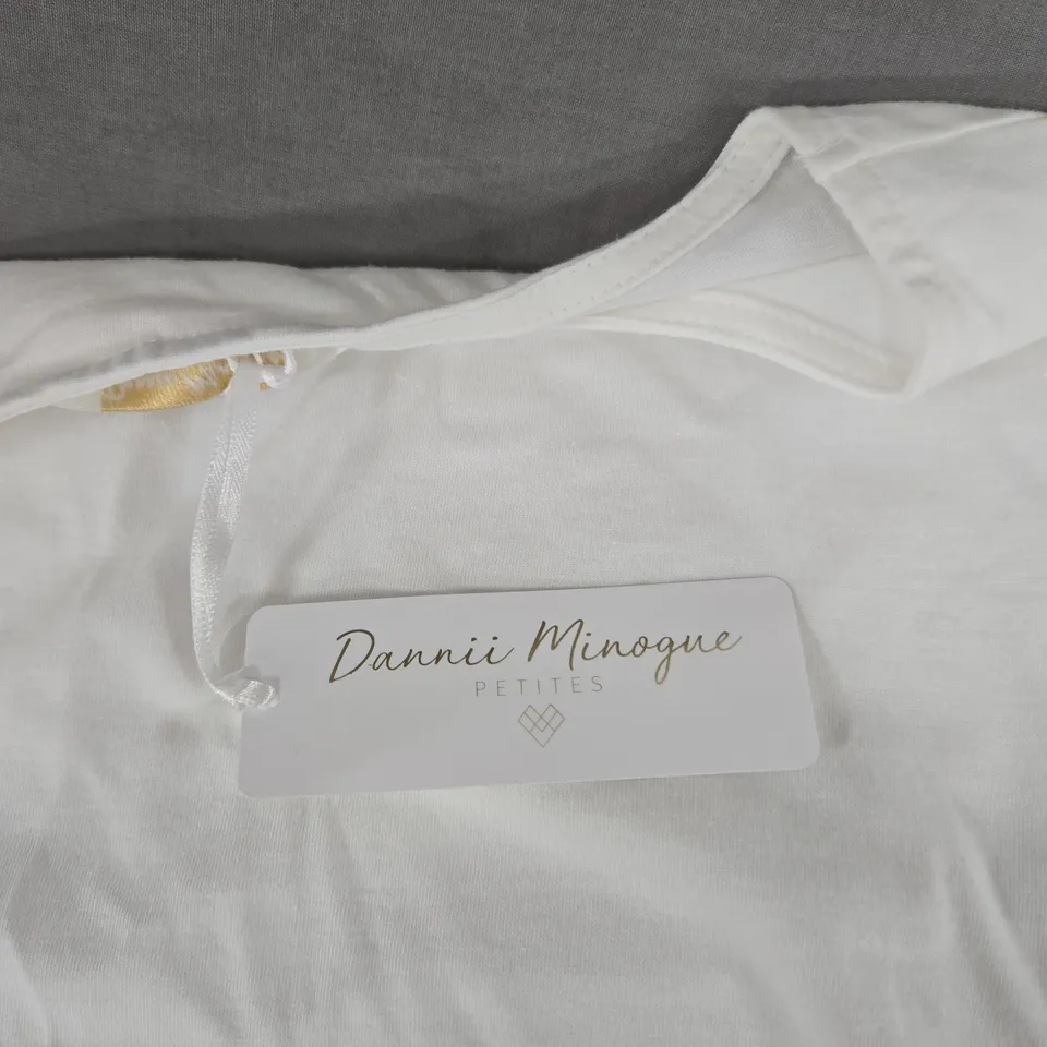 DANNII MINOGUE PETITES WHITE TOP WITH LACE SLEEVE DETAILING UK MEDIUM P