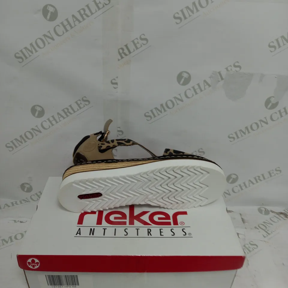 BOXED RIEKER STRAPPED SANDAL TAN COW SIZE 6 