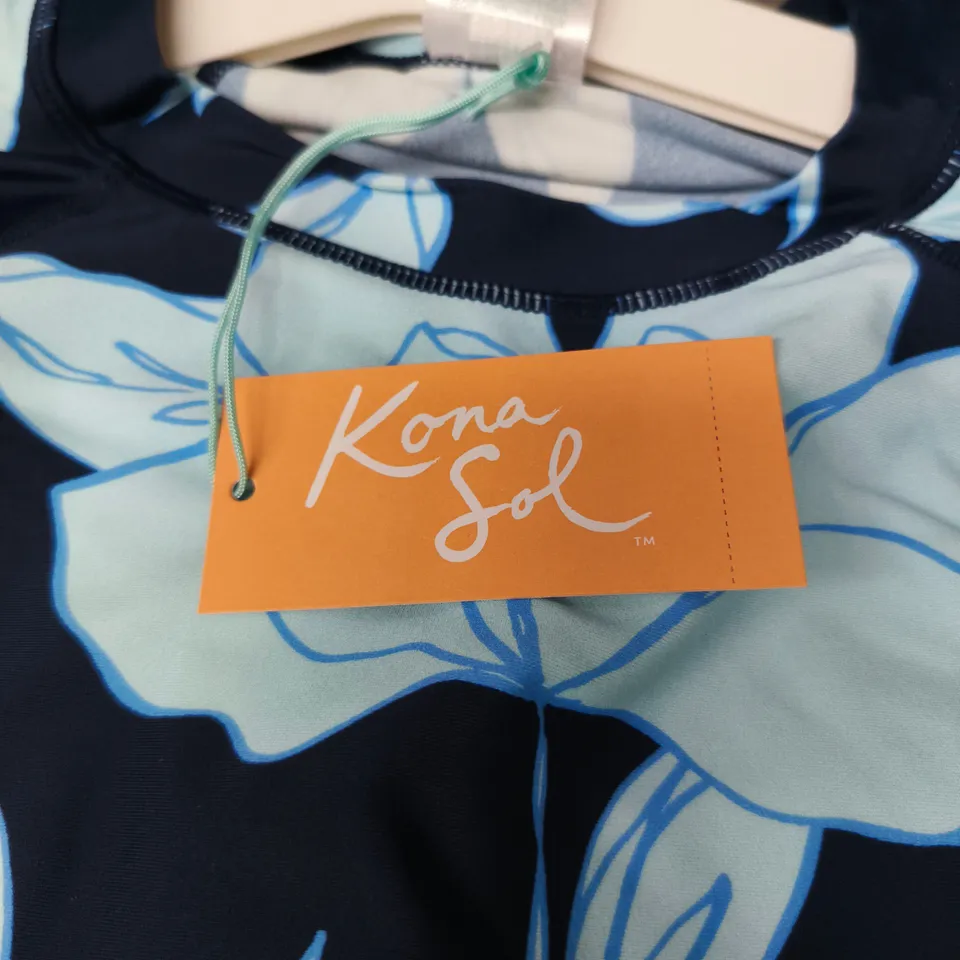 2 x KONA SOL WOMEN'S FLORAL RASH GUARD TOP – BLUE, SIZE S (US 4-6) 