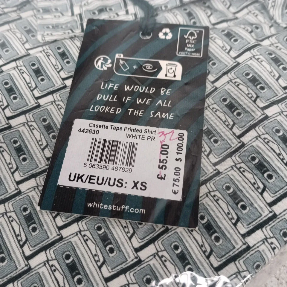 WHITESTUFF CASSETTE TAPE PRINTED SHIRT – UK XS