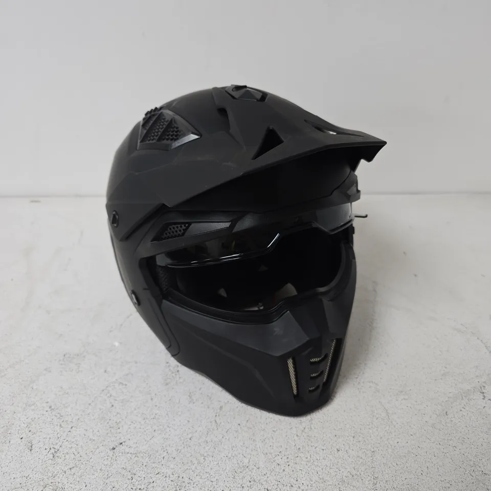 BLACK STREET FIGHTER OPEN FACE HELMET IN BLACK