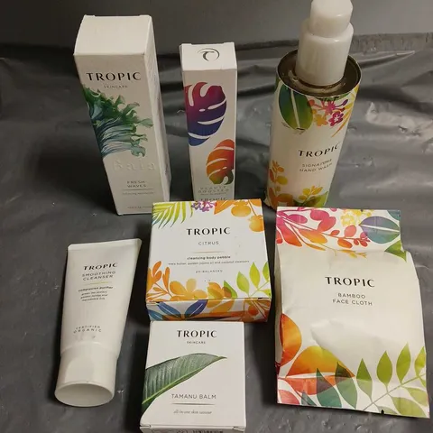 TROPIC SKINCARE LOT OF 6 ASSORTED COSMETIC PRODUCTS TO INCLUDE - BEAUTY BOOSTER SHEER FOUNDATION INSHADE 2 - TAMANU BALM - FRESH WAVES BALANCING MOISTURISER - ETC