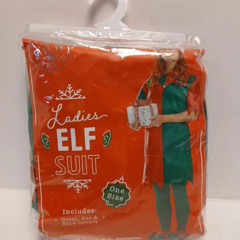 LADIES ELF SUIT COSTUME – ONE SIZE (RED/GREEN) IN ORIGINAL PACKAGING