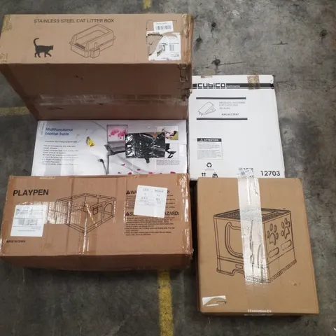 PALLET CONTAINING ASSORTED PRODUCTS INCLUDING CAT LITTER BOX, MULTIFUNCTIONAL LAPTOP TABLE, PLAYPEN, SOFT CLOSE SEAT & CAT LITTER BOX