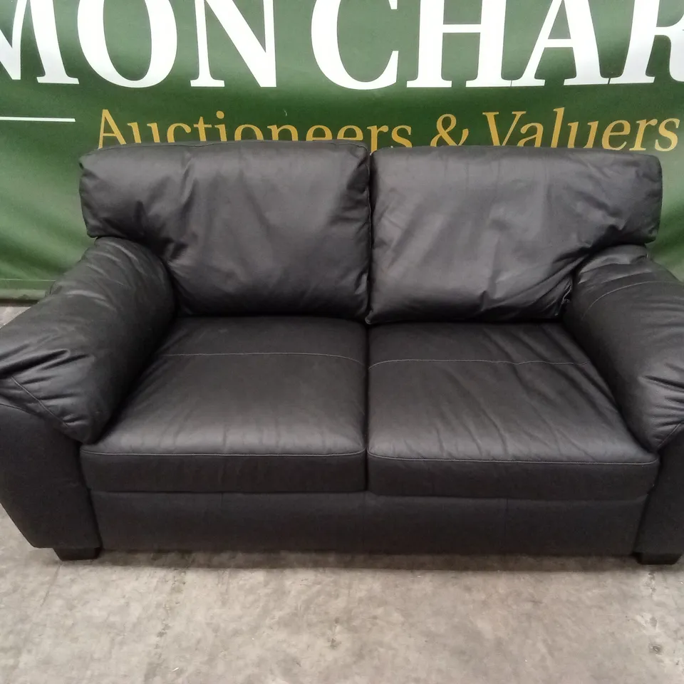 MONTREAL REAL LEATHER/FAUX LEATHER 2 SEATER SOFA - BLACK RRP £699