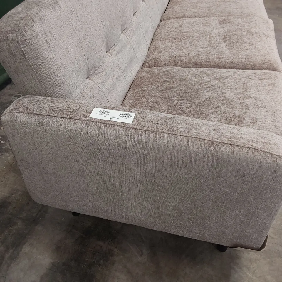 DESIGNER VINTAGE STYLE THREE SEATER SOFA SILVER/GREY FABRIC 