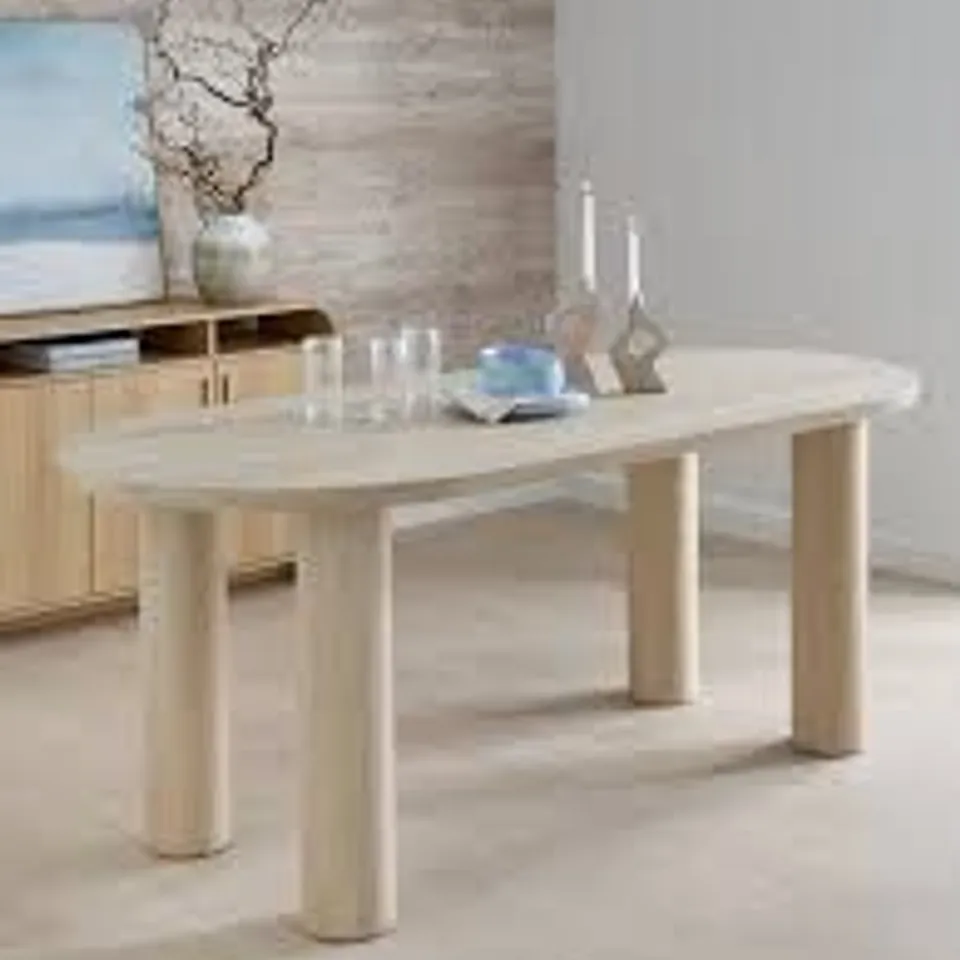 BOXED ARLEY 200cm DINING TABLE - WHITEWASHED OAK (2 BOXES)