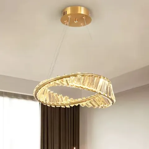 BOXED GOLD CRYSTAL CEILING CHANDELIER