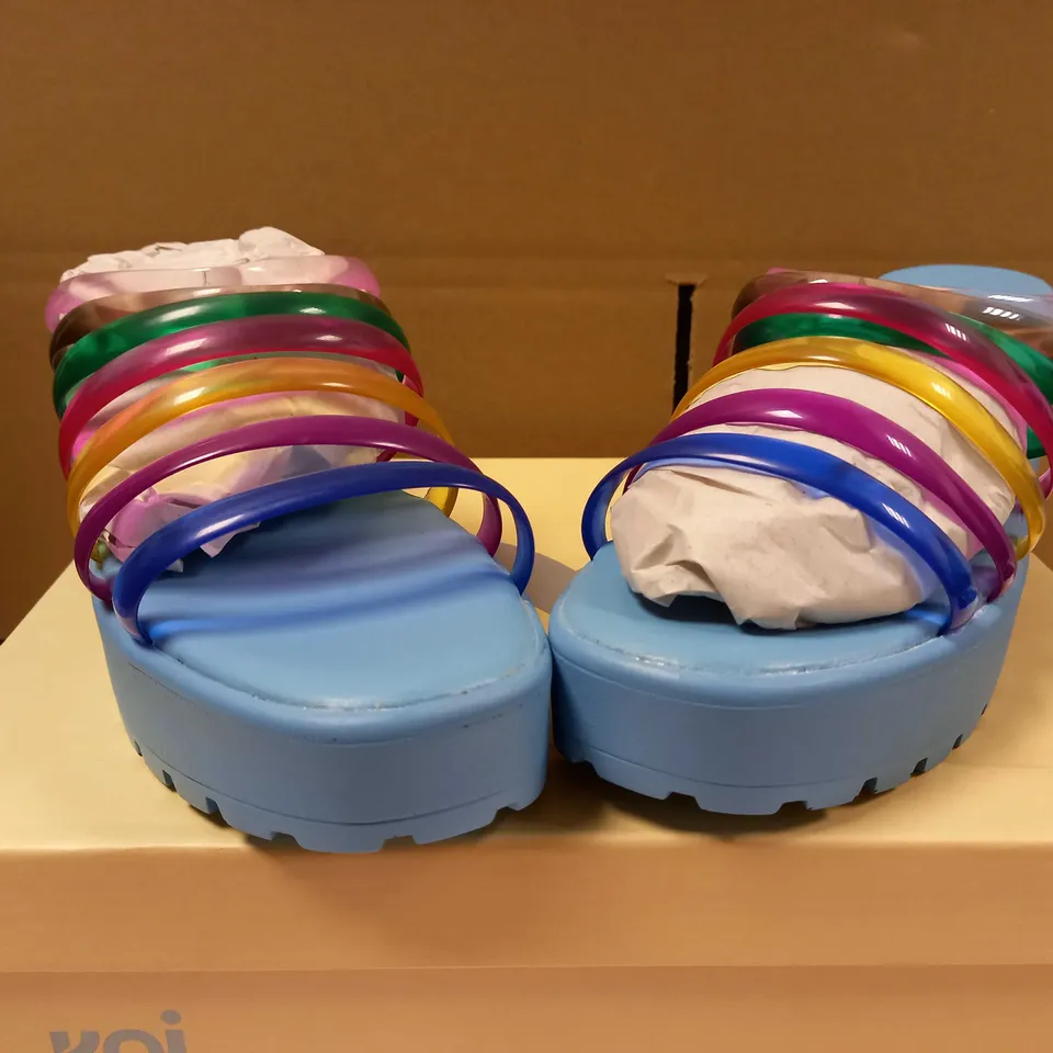 KOI LOLICON BLUE STRAPPY VEGAN SLIDERS - SIZE 4