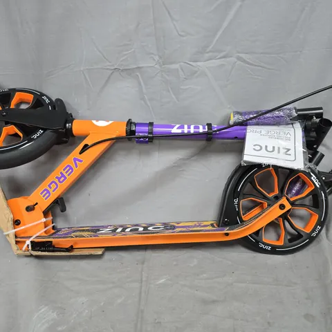 ZINC BIG WHEELED FOLDING VERGE PRO SCOOTER - ORANGE & PURPLE - COLLECTION ONLY