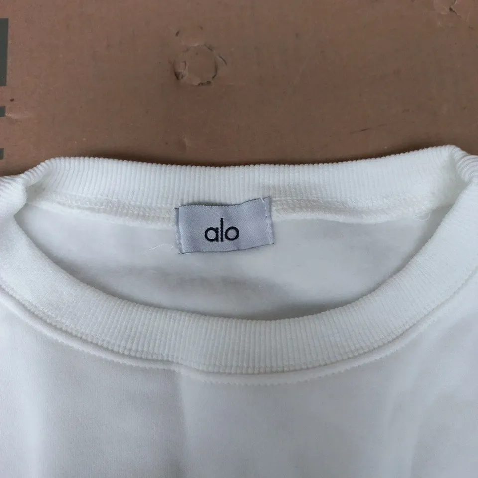 ALO YOGA WHITE CREWNECK SWEATSHIRT – UK M (US M, EU M)