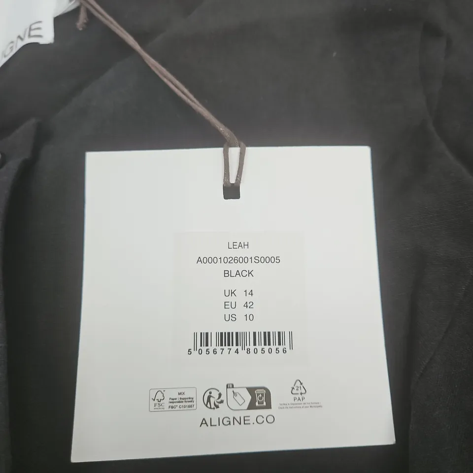 UK 14 ALIGNE LEAH BLACK SLEEVELESS BUTTON-FRONT DRESS