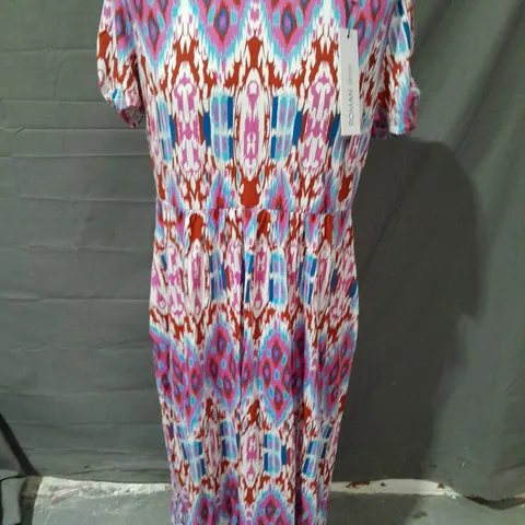 ROMAN PETITE ABSTRACT GATHERED DRESS - 14