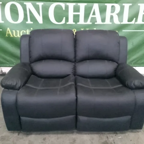 QUALITY DESIGNER 2 SEATER MANUAL RECLINER SOFA - BLACK LEATHER