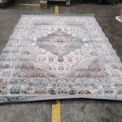 MACHINE WOVEN BLUE/BROWN/GREY INDOOR RUG APPROXIMATELY 200X275CM 