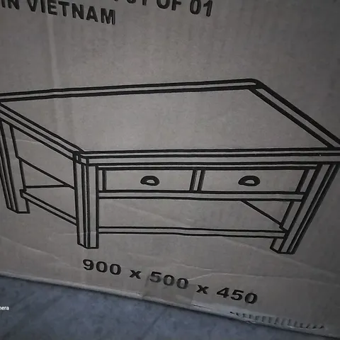 BOXED SUNNYSIDE SOLID WOOD COFFEE TABLE WITH STORAGE