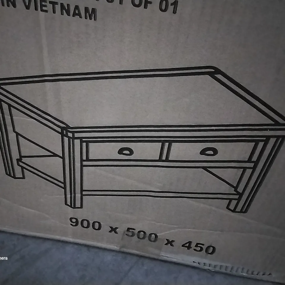 BOXED SUNNYSIDE SOLID WOOD COFFEE TABLE WITH STORAGE 