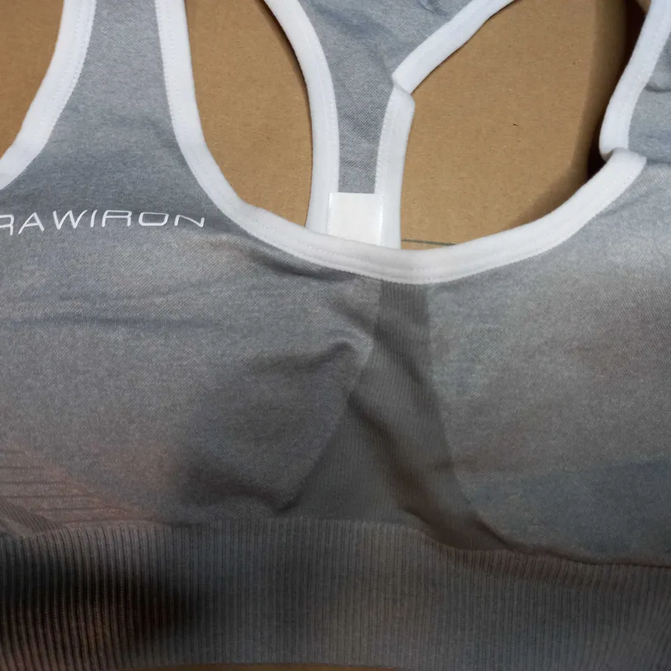 RAWIRON LIGHT GREY/WHITE DETAILED SPORTS BRRA - MEDIUM