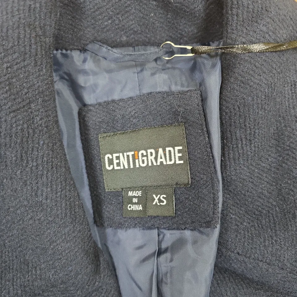 CENTIGRADE NAVY DOUBLE-BREASTED COAT, XS