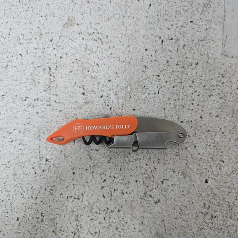 HOWARD'S FOLLY MULTI-TOOL WITH CORKSCREW AND BOTTLE OPENER – ORANGE HANDLE