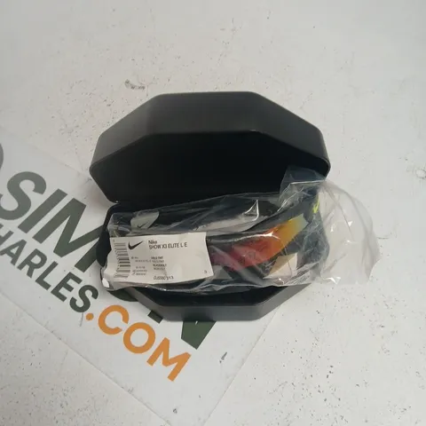 NIKE SPORTS SUNGLASSES WITH RAINBOW LENSES – BLACK HARD CASE (NIKE SWOOSH ON LID)