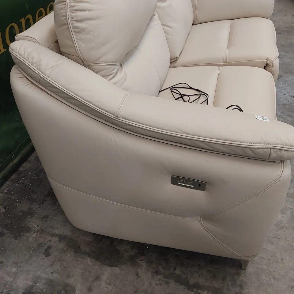 QUALITY BRITISH DESIGNER G PLAN JACKSON POWER RECLINING THREE SEATER SOFA CAMBRIDGE STONE LEATHER 