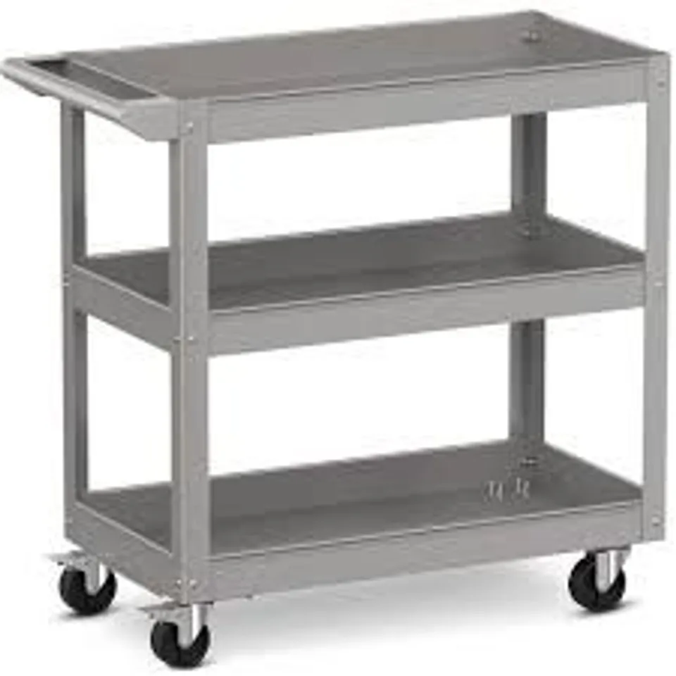 BOXED COSTWAY 3 SHELF TOOL TROLLEY WITH LOCKABLE WHEELS