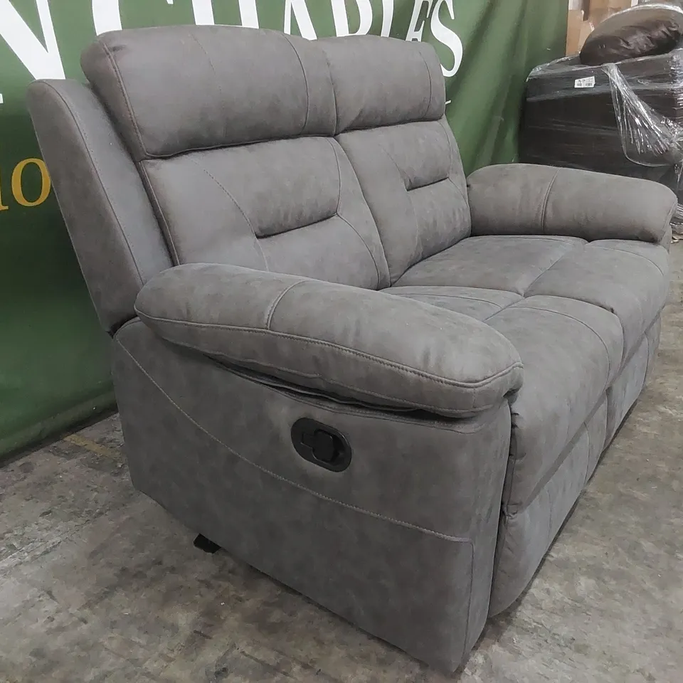 QUALITY DESIGNER 2-SEATER FABRIC UPHOLSTERED MANUAL RECLINING SOFA