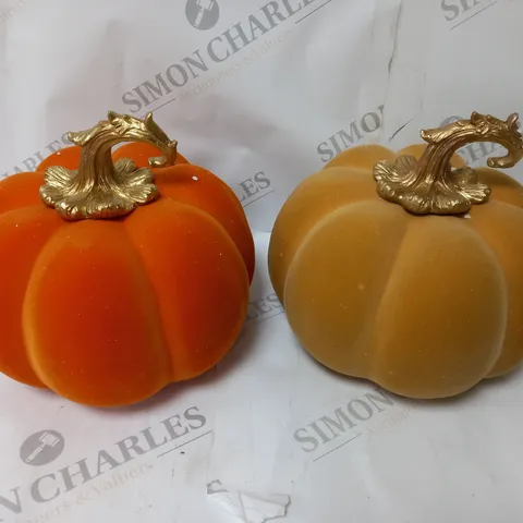 HOME REFLECTIONS SET OF 2 AUTUMN VELVET PUMPKINS