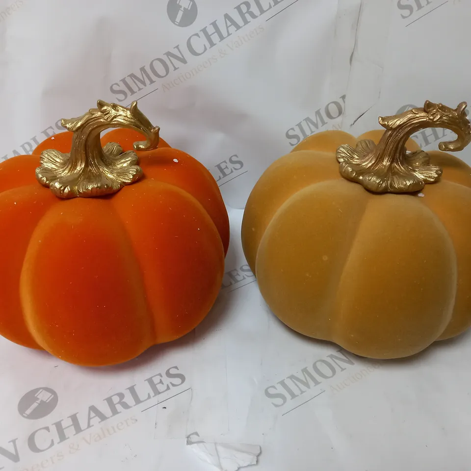 HOME REFLECTIONS SET OF 2 AUTUMN VELVET PUMPKINS