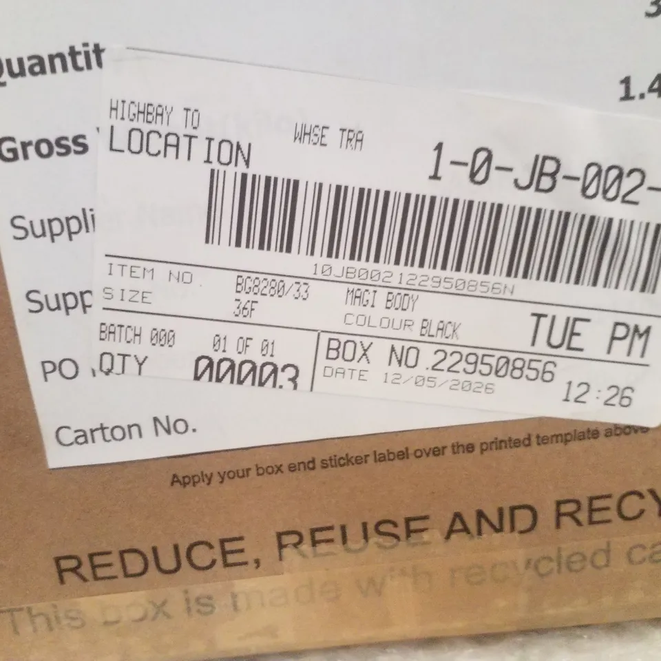 BOX CONTAINING APPROXIMATELY 3X BRAND NEW MAGISCULPT BODYSUITS - COLOUR BLACK - SIZE 36F