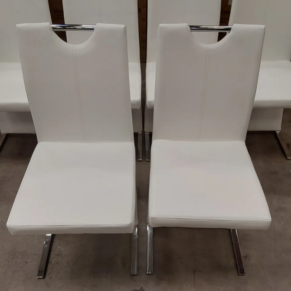 SET OF 6 DESIGNER FAUX LEATHER DINING CHAIRS
