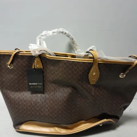 RIVER ISLAND DARK BROWN LARGE HAND BAG 