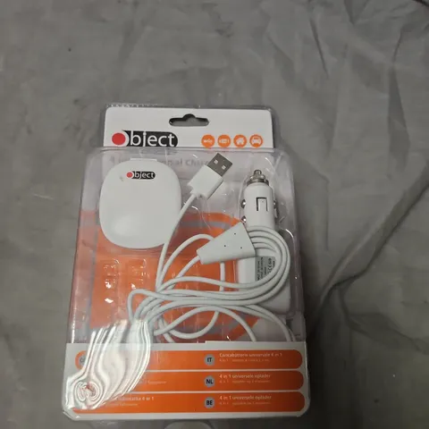 BOX OF ASSORTED ITEMS INCLUDING OBJECT SANTA DUMMY CAMERA AND 4 IN 1 UNIVERSAL CHARGER 