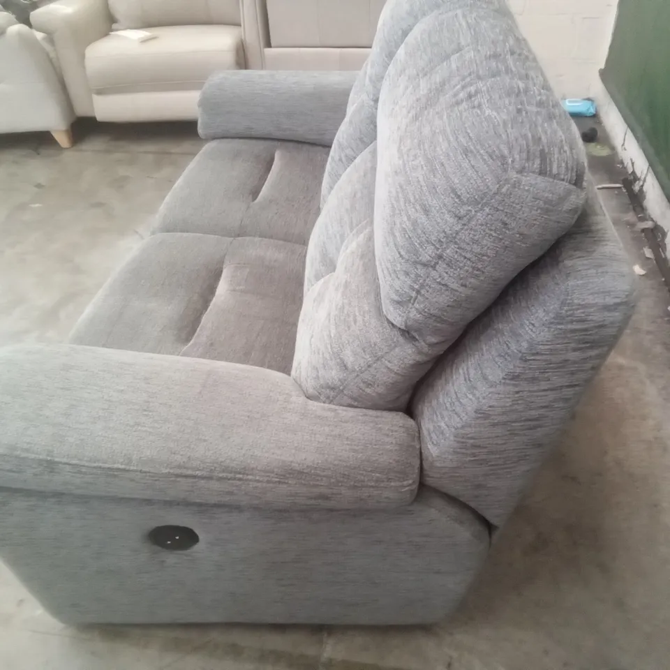 DESIGNER G PLAN MADE BURFORD 2 SEATER ELECTRIC RECLINER DBL SOFA - BOUCLE GREY FABRIC 