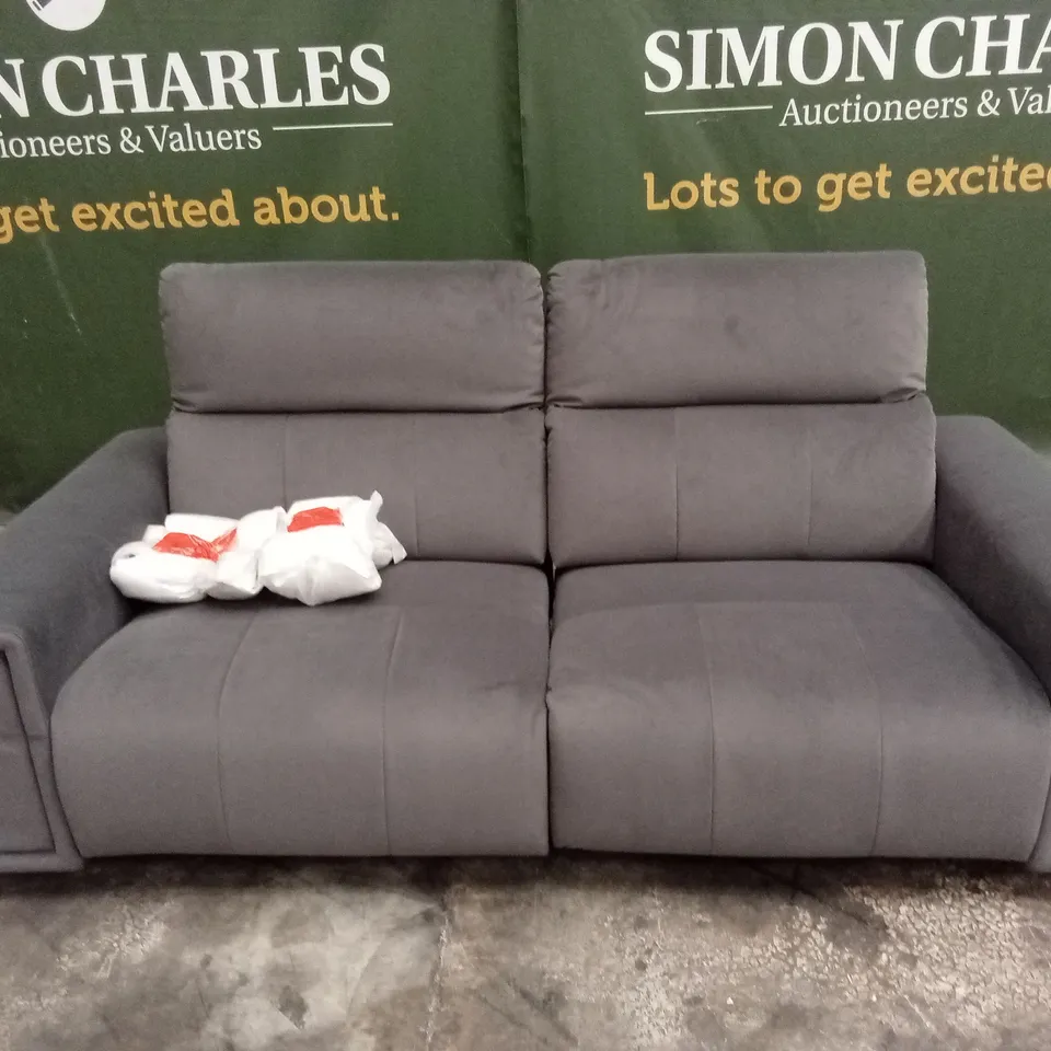GROVE 3 SEATER FABRIC POWER ELECTRIC RECLINER WITH STORAGE - GREY RRP £1299