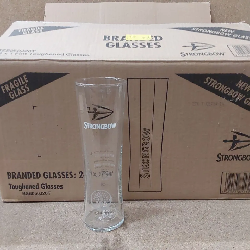 BOX OF APPROXIMATELY 24x STRONGBOW PINT GLASSES