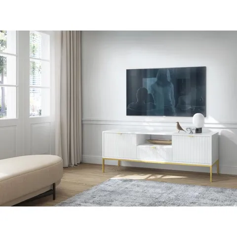 BOXED KENLY TV STAND FOR TVS UP TO 70" - WHITE/GOLD (2 BOXES)