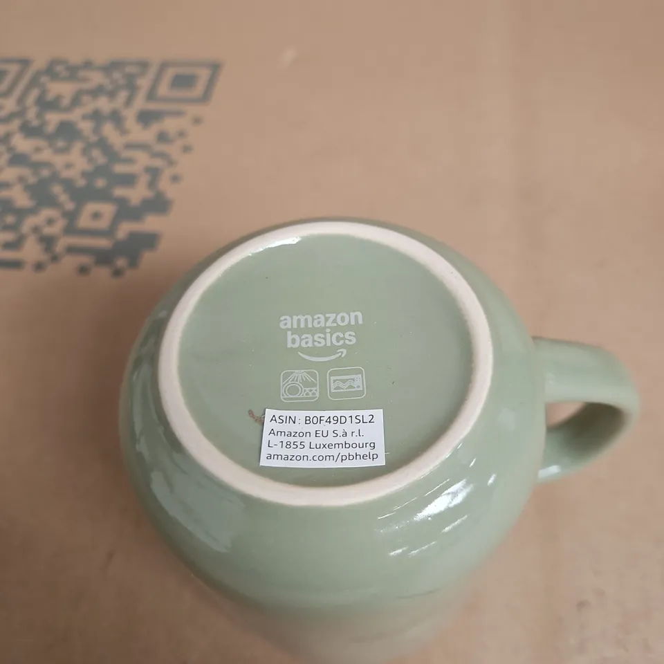 SET OF 6 AMAZON BASICS GREEN MUGS BOXED