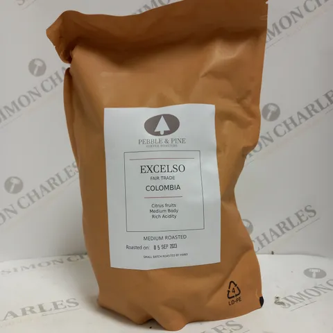 SEALED PEBBLE & PINE EXCELSO FAIR TRADE MEDIUM ROAST COFFEE - 1KG