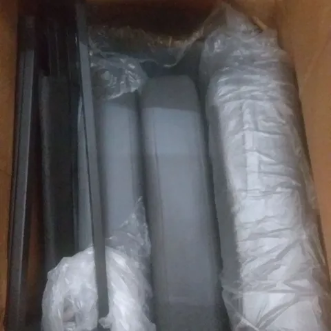 BOXED METAL FRAMED CHAIR WITH GREY CUSHIONS