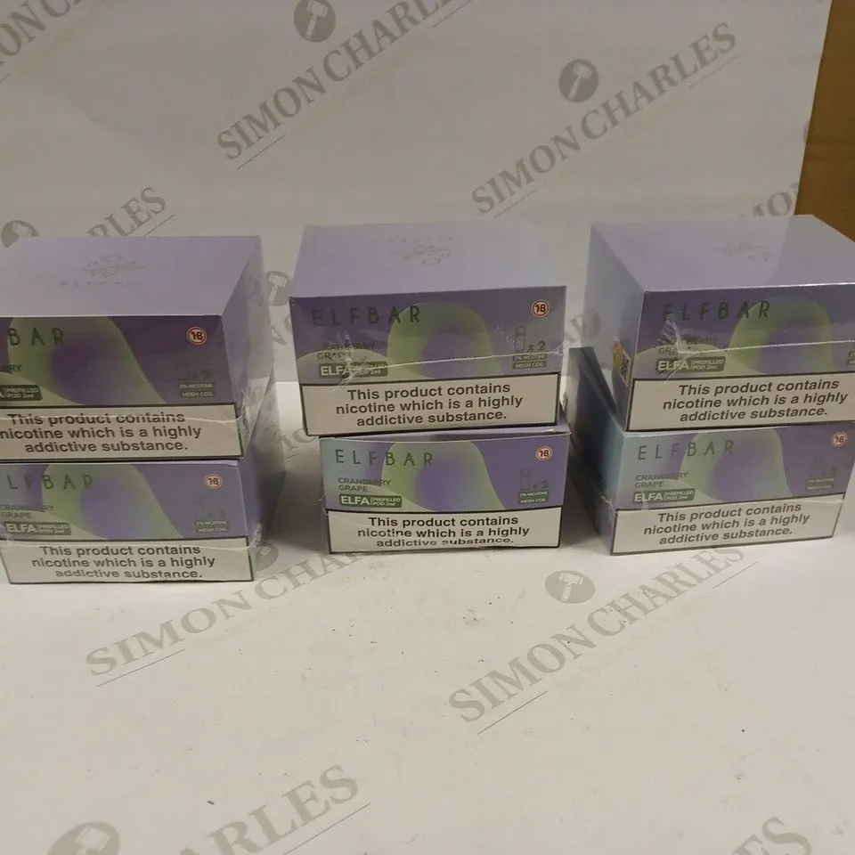 LOT OF 6 BOXES OF DISPOSABLE ATOMIZER - CRANBERRY GRAPE PREFILLED POD 