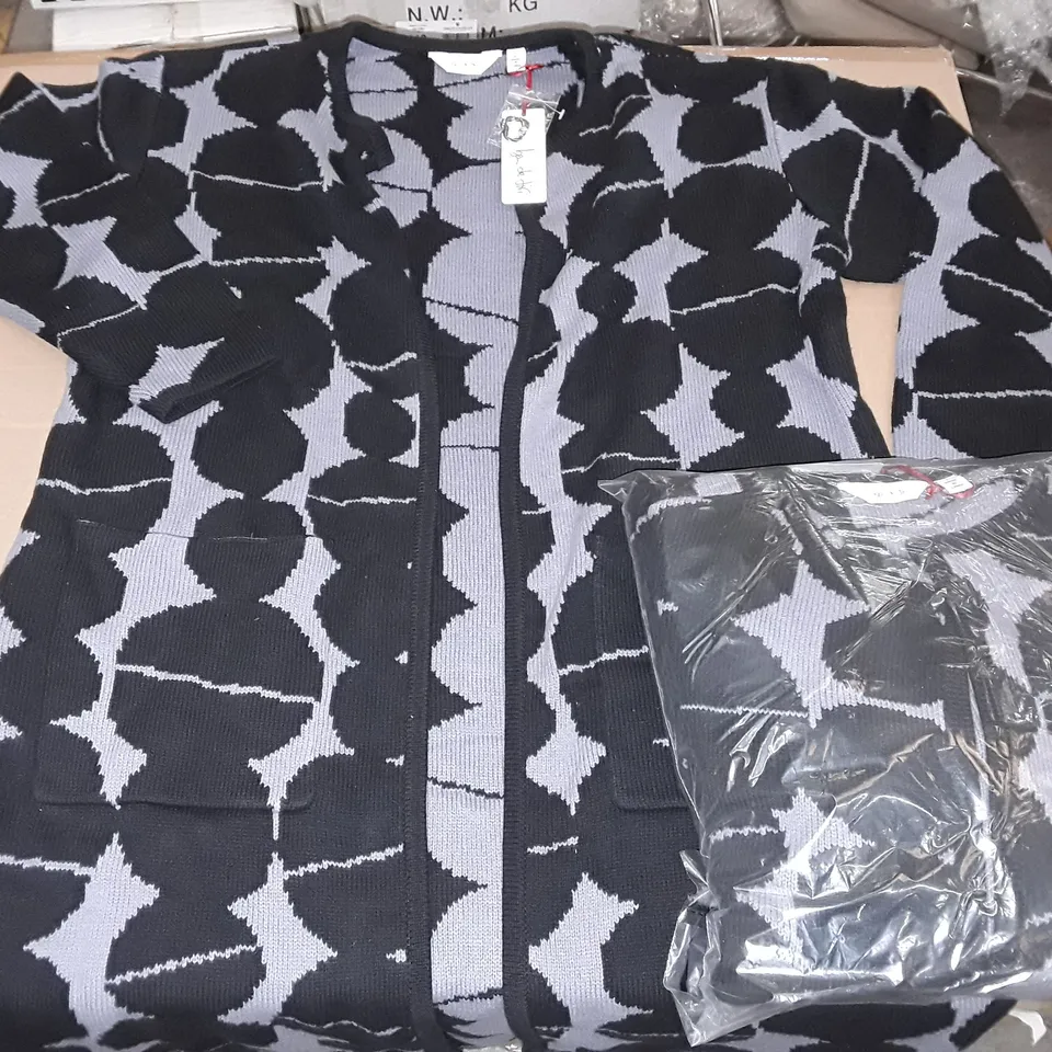LOT OF APPROXIMATELY 9 BAGGED AS NEW BDL JACQUARD CARDIGANS IN GREY/BLACK - ALL SIZE LRG