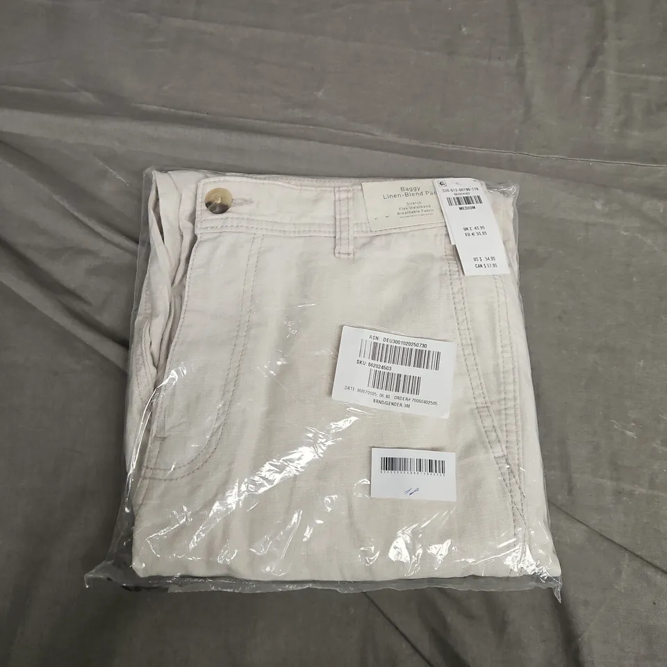 BAGGED HOLLISTER BAGGY LINEN-BLEND PANTS IN CREAM - MEDIUM