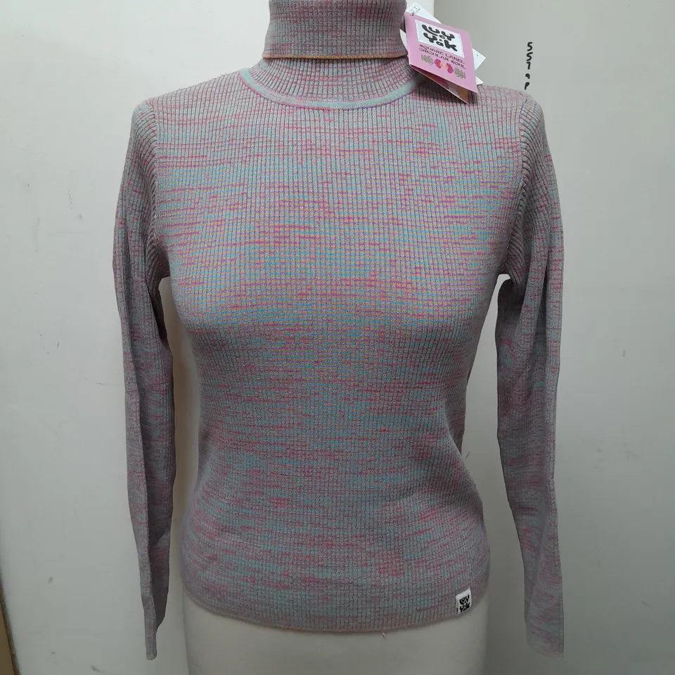 LUCY & YAK AIDEN ROLL NECK TOP IN SPACE DYE - M