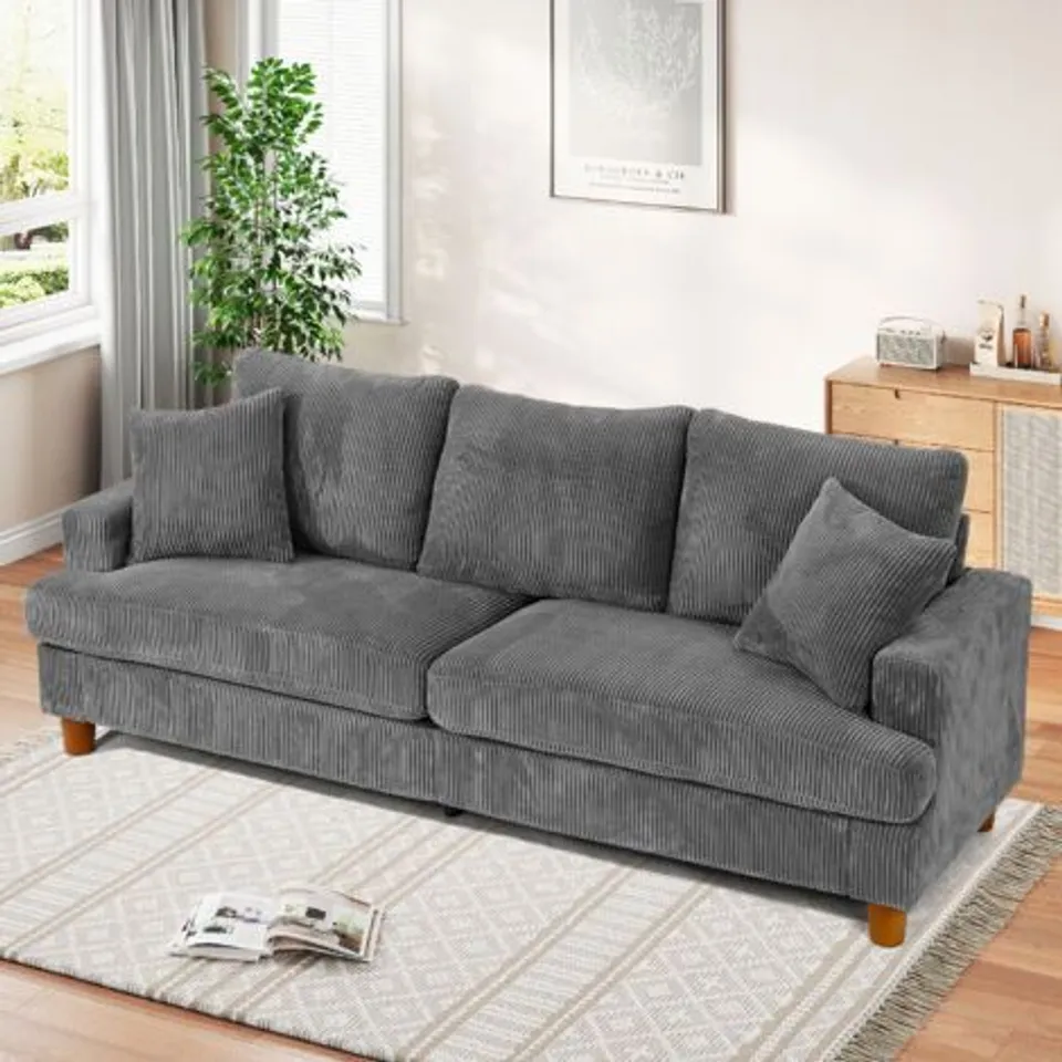 BOXED NECHE – 3-SEATER STRAIGHT SOFA IN CORDUROY - 220WX76DX84HCM