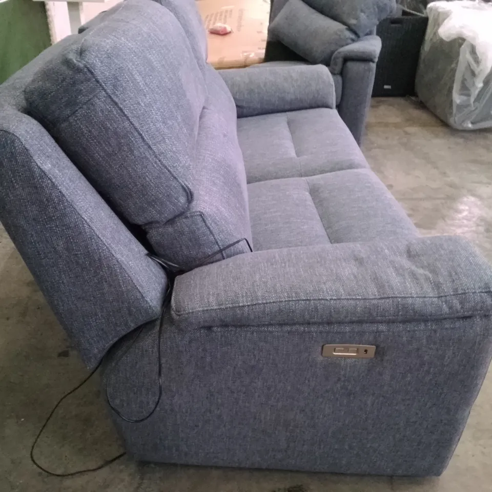 QUALITY DESIGNER G-PLAN HARPER LARGE ELECTRIC RECLINER DBL SOFA - PIERO THUNDERSTORM FABRIC